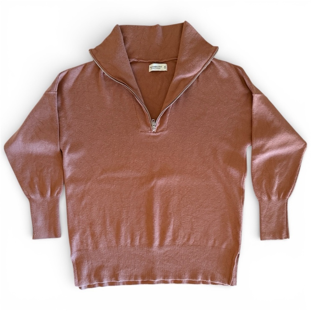 Abercrombie & Fitch Soft A&F Collection Terracotta Quarter Zip Sweater Sz Medium